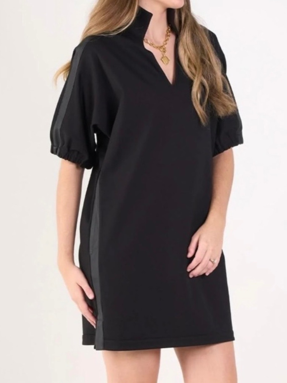 New With Tags! Emily McCarthy Black Poppy Dress With Tuxedo Stripe